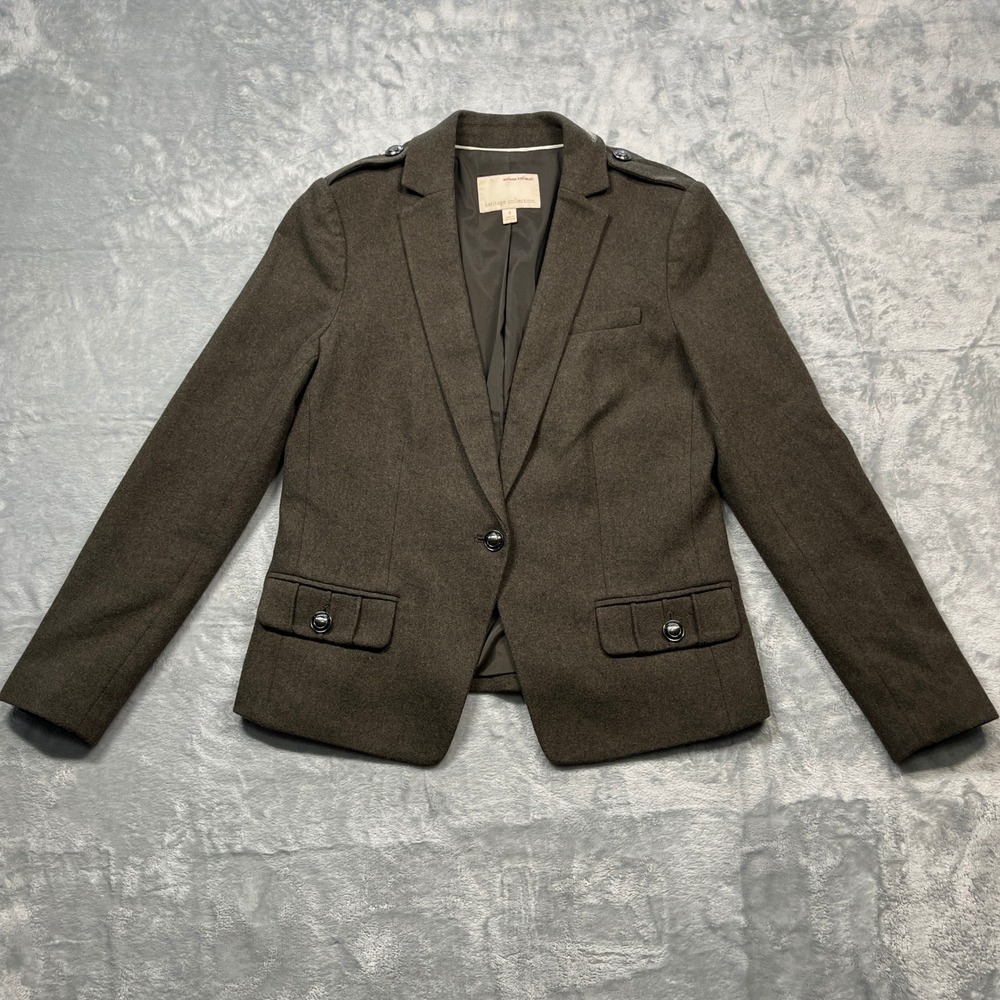 Banana Republic Blazer Women Olive Brown Wool Lined Heritage Collection Size 4